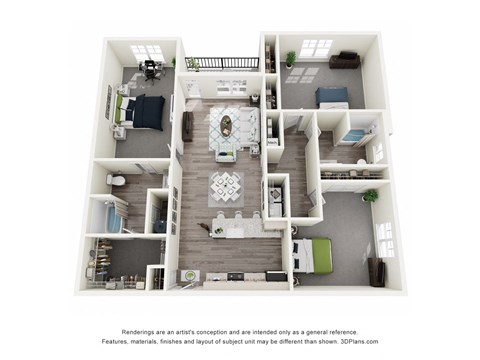 Floor plan for 3 beds, 2 baths, 1641 sqft